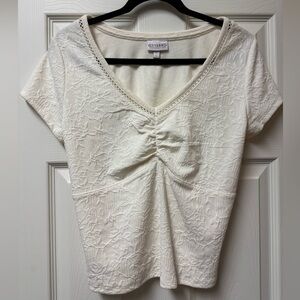 Shyanne Ivory Textured Short Sleeve Top